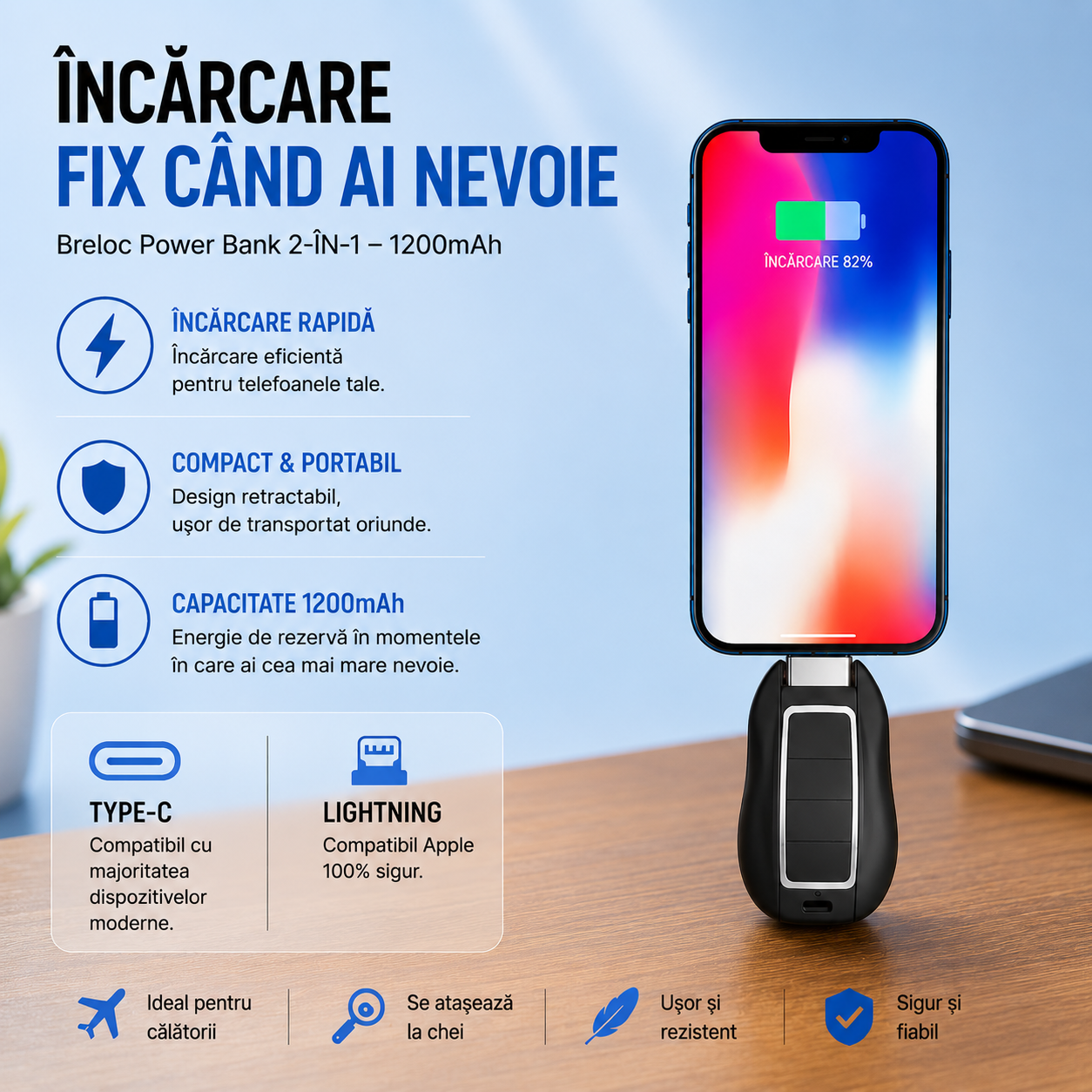 VoltKey™ – UltraCharger 2-în-1| Încărcare de Urgență Oriunde