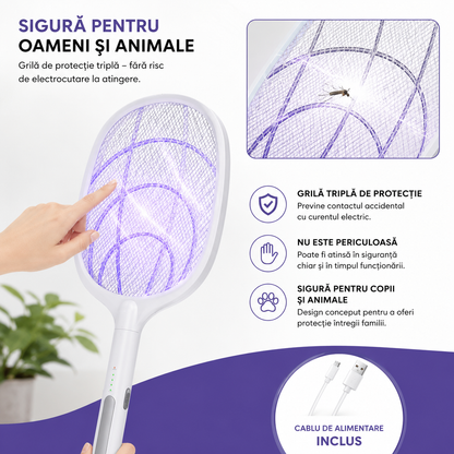 Paleta Magică™ – Paletă Electrică Anti-Țânțari 2 în 1 cu Lumină UV